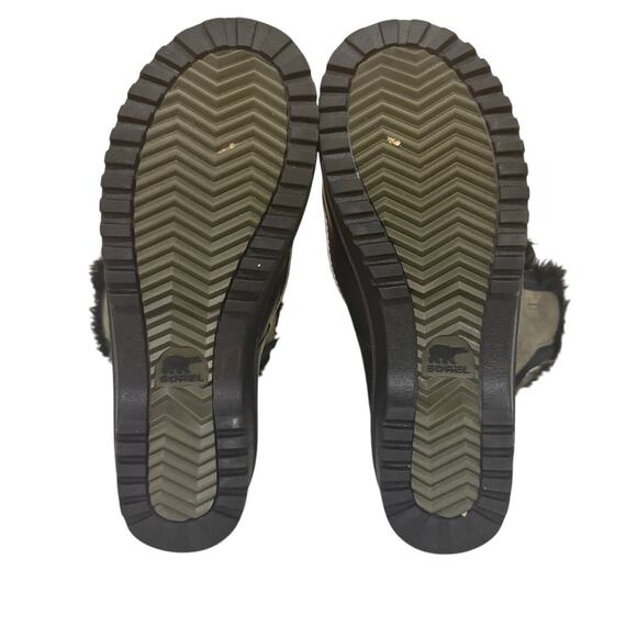 Sorel Winter Carnival Snow Boots Women’s 6 Olive Green Suede Fur Waterproof - Picture 10 of 10